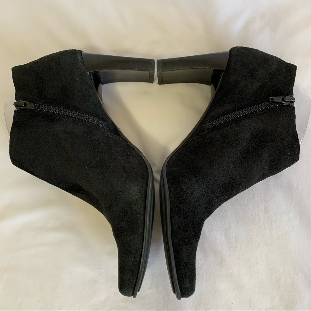Bandolino Black Suede Urbane Zipper Booties, square toe, high heels, women’s 9 - Picture 3 of 16